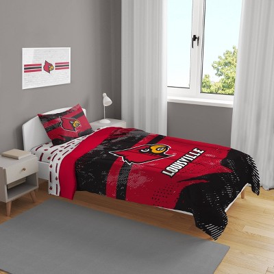 NCAA Louisville Cardinals Slanted Stripe Twin Bedding Set in a Bag - 4pc