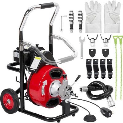 75 Ft X 3/8 Inch Drain Cleaner Machine Electric Drain Auger Auto Feed With Various Kits