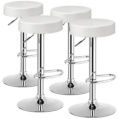 Costway Set of 4 Round Bar Stool Adjustable Swivel Pub Chair w/ Footrest White\Red\Black