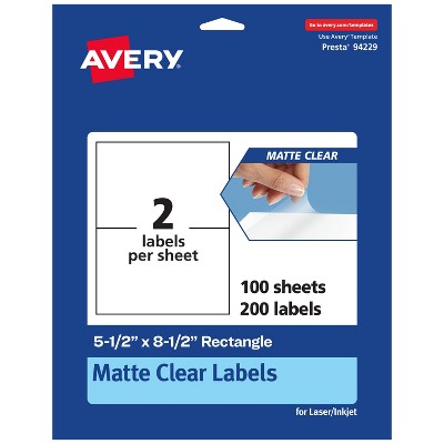 Avery Matte Clear Labels,  5-1/2" x 8-1/2" Rectangle