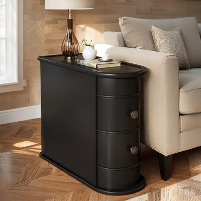 MAYEERTY End Table 23.6x10.8x23.6in Wood Narrow Side Table Nightstand with 2 Drawers