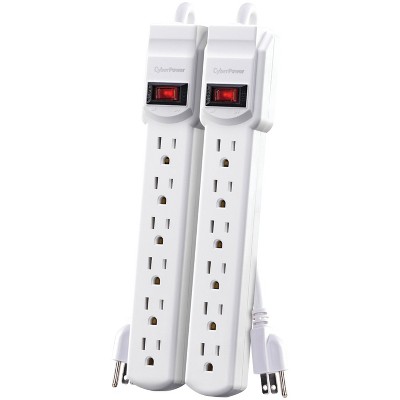 CyberPower® Power Strip, 6 Outlets, 2-Ft. Cord, MP1044NN, 2 Pack in White