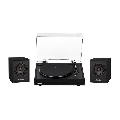 Electrohome Montrose Vinyl Record Player with Huntley, Powered Bluetooth Bookshelf Speakers for Warm Natural Sound