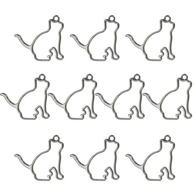 Unique Bargains Alloy Necklace Resin Casting Cat Shaped Pendant Frames 1.7" 20 Pcs