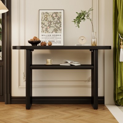 Wooakway 48"L × 30"H × 15"D Round Console Table TV Stand Sofa Table for Entryways Living Rooms Bedrooms Hallways