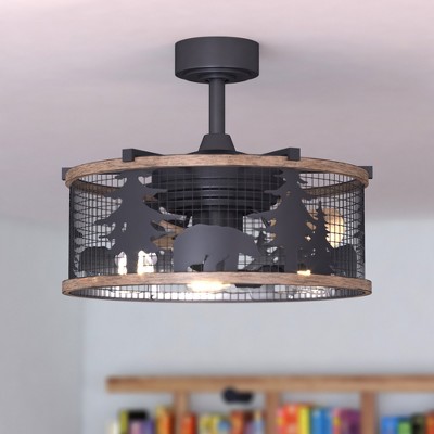 VAXCEL Kodiak Rustic Ceiling Fan with LED Light Kit and Remote Moose