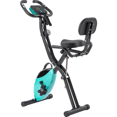 Sevobal Home Gym Equipment Folding Exercise Bike Fitness Upright Recumbent X Bike with Adjustable Arm Bands and Backrest, Light Blue, 25"*19.7"*47.6"