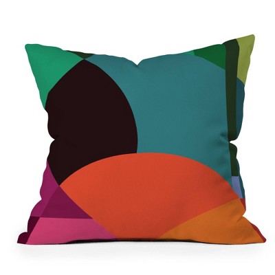 18"x18" by Brije Sunsets Geometric Abstract Square Throw Pillow Pink/Green -Deny Designs: Indoor Decorative Cushion, Zipper Closure