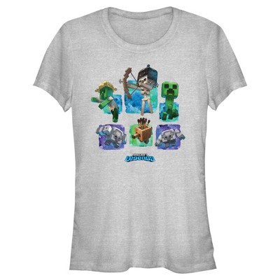 Juniors Womens Minecraft Legends Watercolor Mobs T-Shirt