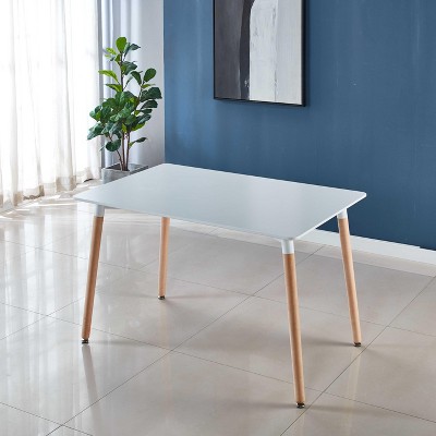 NicBex Modern Rectangle Dining Table,Kitchen Table with Glass/MDF Table Top and Metal Legs for 4-6 Seaters,Black/White/Matte Black