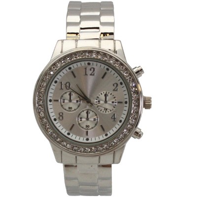 OLIVIA PRATT RHINESTONE BEZEL CHRONOGRAPH BANGLE WATCH