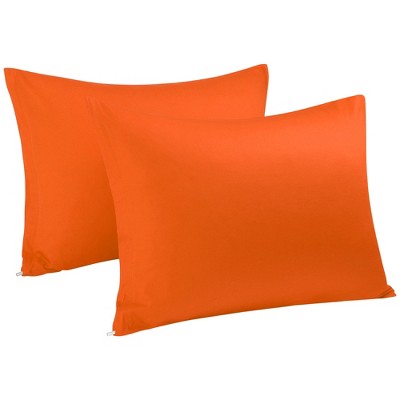 PiccoCasa Breathable Soft Comfortable Sold Cotton Zippered Pillowcases 2 Pcs