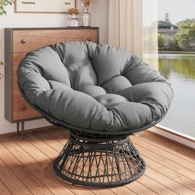 YOOCOZZ Ergonomic Swivel Wicker Chair with Ultra-Thick Cushion and Adjustable Height