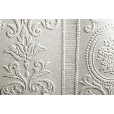 Cameo Stripe White Paintable Wallpaper