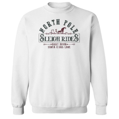 Rerun Island Men's Christmas North Pole Sleigh Long Sleeve Graphic Cotton Sweatshirt