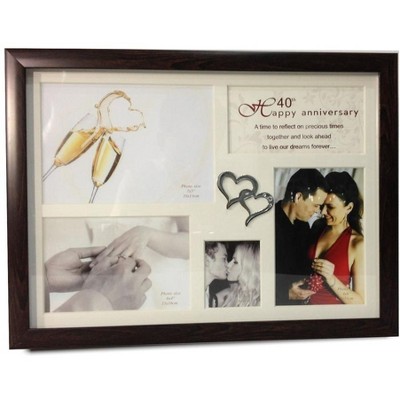 Jiallo  40th Anniversary Collage Photo Frame with Double Heart Icon