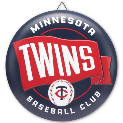 MLB Minnesota Twins Metal Button Wall Art: Sports Vertical Wall Sign Panel