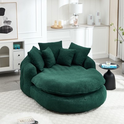 Oversized Chenille Bean Bag Sofa with 5 Pillows, Lazy Sofa Memory Foam Floor Couch with Wrap-Around Backrest - ModernLuxe