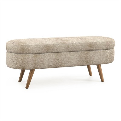 COWLOWN Ottoman Storage Bench with Rubber Wood Legs, Multi-Functional Footrest & Seat with Hidden Storage