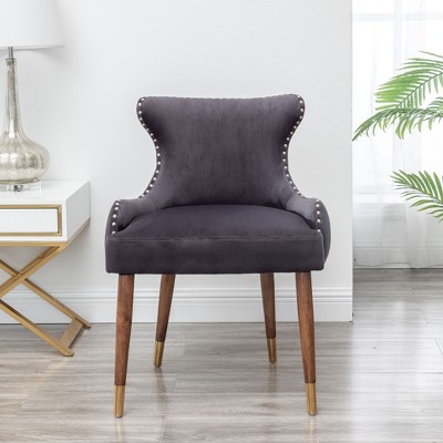 Kumasinova Velvet Modern Accent Chair,Comfy Reading Chair with Nailhead Trim,Single Sofa Chair with Gold Metal Legs,Accent Chairs for Living Room