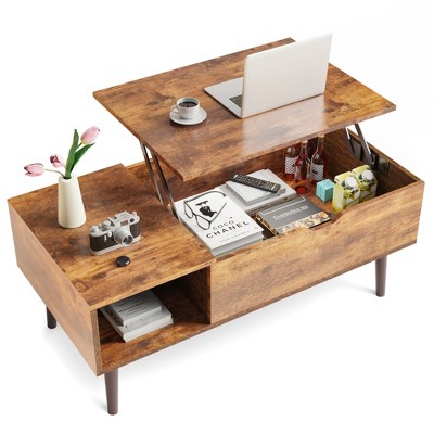 Gulches Lift Tabletop Coffee Tables for Living Room with Storage Shelf and Hidden Compartment