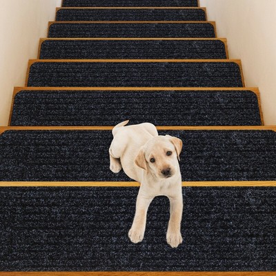 Costway 15 PCS Slip-resistant Stair Mats 30'' x 8'' Non-Slip Stair Treads Carpet