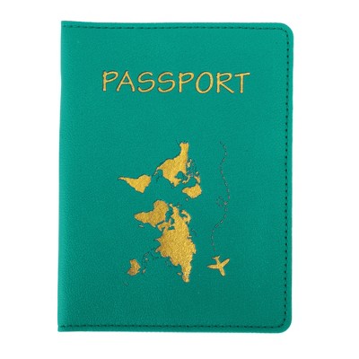 Unique Bargains Gold-stamped Map Passport Holder 1 Pc