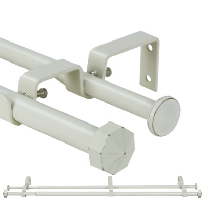 Urbanest 5-8" Telescoping Double Curtain Rods with Octagonal Finials Window Drapery Rod