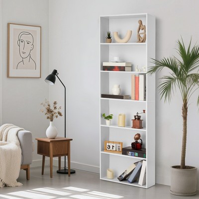 6 Shelf Industrial Bookcase - 71.4''H Rustic Wood Bookshelf, 250 Lb Total Weight Capacity Tall Bookshelf for Living Room, Bedroom, Library
