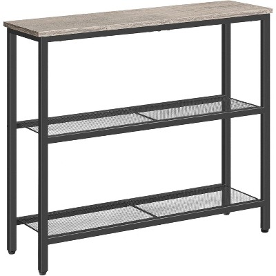 29.5" Narrow Console Table, 3-Tier Entryway Table with Shelves, for Hallway, Entrance, Living Room, Bedroom, Greige and Black