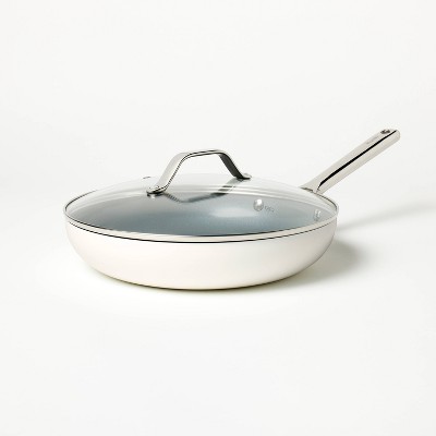 12" Nonstick Ceramic Coated Aluminum Fry Pan with Cover - Figmint™