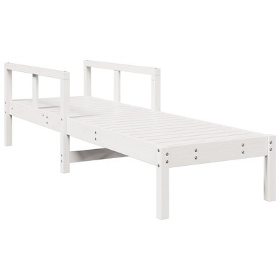 vidaXL Wooden Chaise Lounge Sun Lounger - White Outdoor Daybed Reclining Chair for Poolside Patio Garden - Pine Wood Adjustable Backrest
