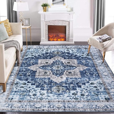 WhizMax Washable Rug Vintage Medallion Area Rugs Non-Shedding Floor Mat Throw Carpet for Living Room Bedroom