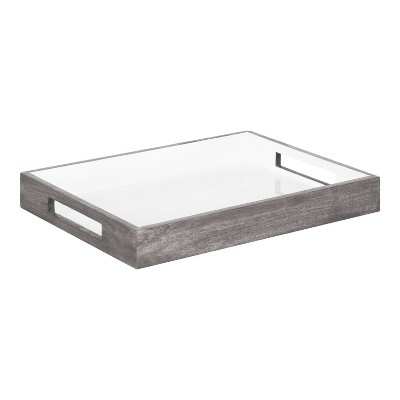 Kate and Laurel Ehrens Tray, 13x17, Gray and White
