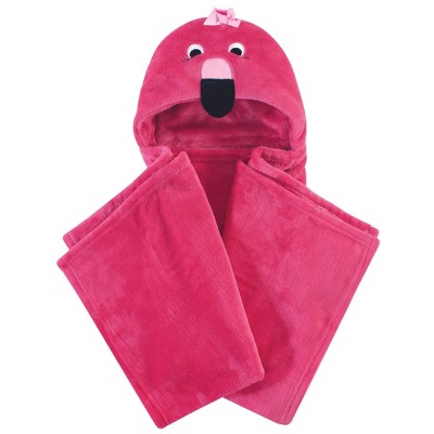 Hudson Baby Unisex Baby and Toddler Hooded Animal Face Plush Blanket, Flamingo, One Size