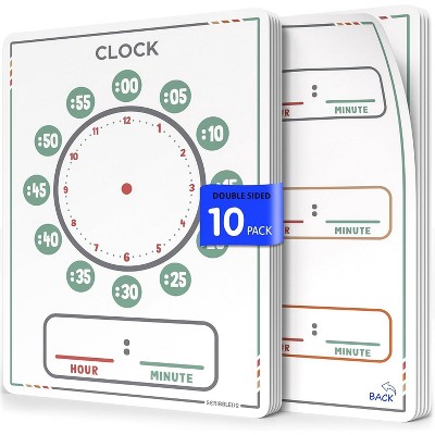 SCRIBBLEDO Telling Time 9"x12" Dry Erase Sheets Pack of 10