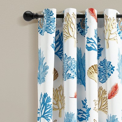 Lush Décor Coastal Reef Feather Light Filtering Grommet Window Curtain Panels Blue/Coral 52x84 Set