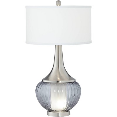 360 Lighting Courtney 28 1/2" Tall Modern End Table Lamp Night Light Table Top Dimmer Gray Brushed Nickel Finish Glass Metal Single Living Room