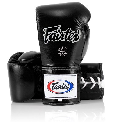 Fairtex BGL6 Pro Leather Laced Competition Gloves - Locked Thumb for Muay Thai and Boxing