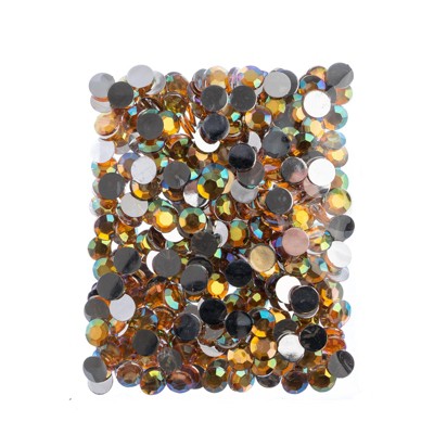 John Bead 400-Piece 12mm (SS50) Gold AB Acrylic Round Flat Back Rhinestones