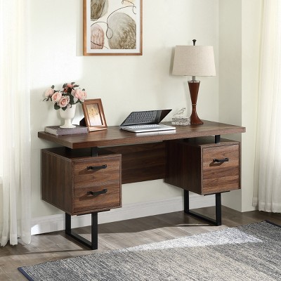 Computer Desk Modern with File Drawer and Storage Space for Home Office 59in Wide-3irtyhousy