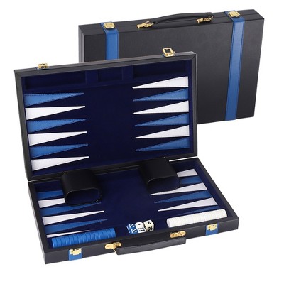GSE Premium Leather Backgammon Board Game Set, Backgammon Game Set with Leather Case