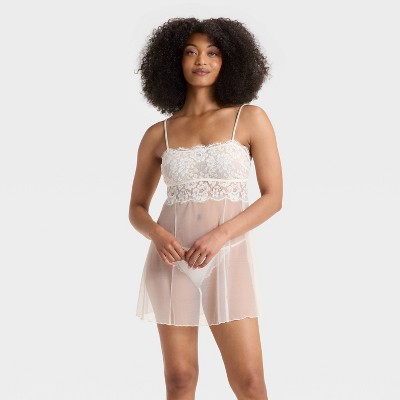 Women's Straight Neck Lingerie Babydoll Slip Dress - Auden™