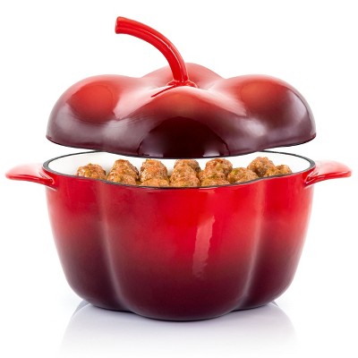 MegaChef Pepper Shaped 3 Quart Enameled Cast Iron Casserole