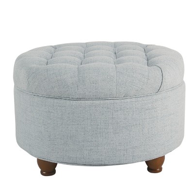Large Tufted Round Storage Ottoman - HomePop