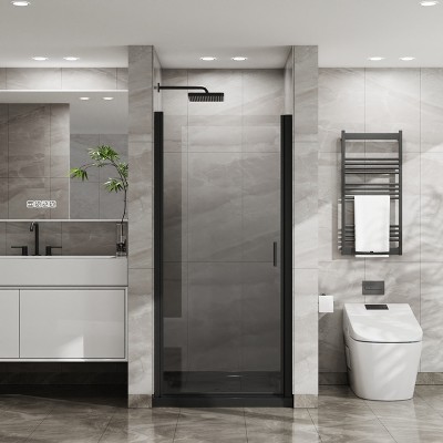 KTMBDW 34" W x 72" H Frameless Pivot Shower Door, 1/4" (6mm) Clear Tempered Glass Shower Door, Pivot Swing Shower Glass Door