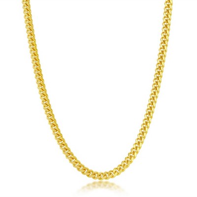 Links of Italy Sterling Silver, 4mm 'Solid' Miami Cuban Chain  - Available Sizes: 18  , 20  , 22  , 24  Inches