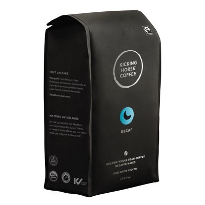 Kicking Horse Coffee Decaf Swiss Water Process Dark Roast Whole Bean 2.2 Pound - Certified Organic Fairtrade Kosher Coffee