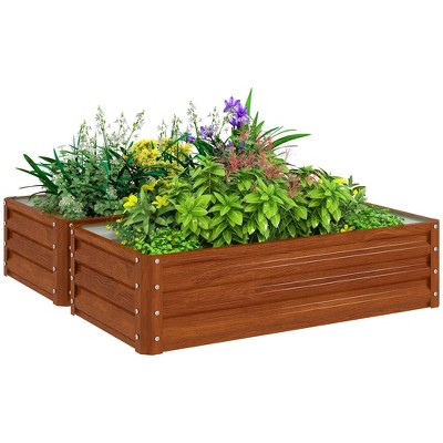 Resenkos Patio Planting Bed, Raised Garden Bed,Galvanized Raised Garden Bed, 4' x 2' x 1' Metal Planter Box,