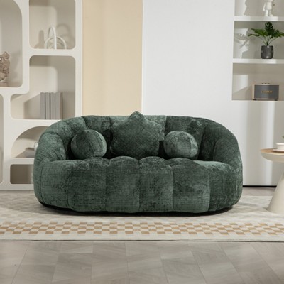 64"W 2-Seater Bean Bag Sofa Lazy Sofa Bean Bag Chair Couch  Accent Floor Soft Lounge Chair Loveseat-ModernLuxe